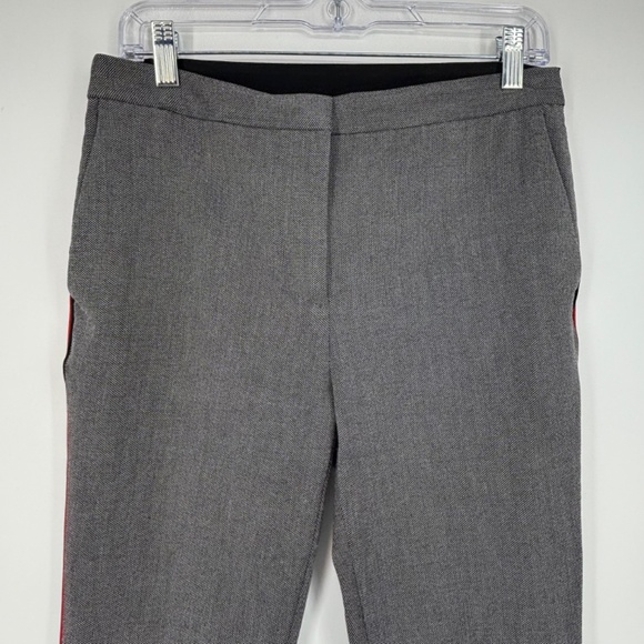Zara Basic Womens Large Trouser Pants Black White Red Tuxedo Stripes Skinny Leg - Picture 2 of 9